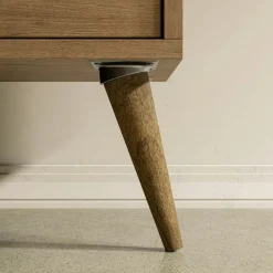 Buffet moderne effet bois et blanc, pieds obliques MARFA