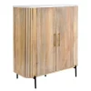 Buffet moderne haut en marbre et bois MASSA