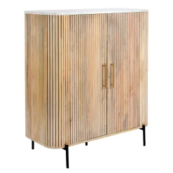 Buffet moderne haut en marbre et bois MASSA