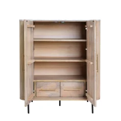 Buffet moderne haut en marbre et bois MASSA