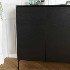 Buffet moderne 4 portes bois couleur noire MAYENCE