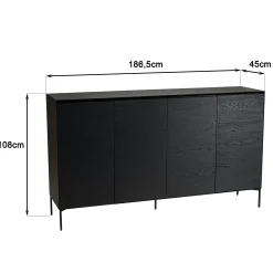 Buffet moderne 4 portes bois couleur noire MAYENCE
