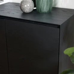 Buffet moderne 4 portes bois couleur noire MAYENCE