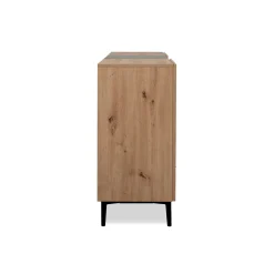 Buffet moderne 3 portes décor bois et noir ALVA
