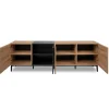 Buffet moderne 4 portes décor bois et noir ALVA