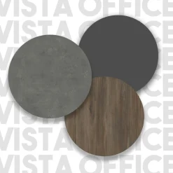 Buffet moderne 4 portes décor bois foncé, béton et gris JENA