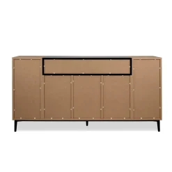Buffet moderne 5 portes 1 tiroir décor bois et noir ALVA