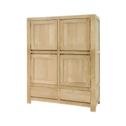 Buffet moderne 4 portes 2 tiroirs hévéa 120x150cm OLGA