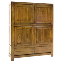 Buffet moderne 4 portes 2 tiroirs hévéa 120x150cm OLGA