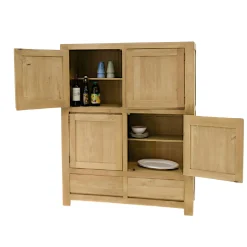 Buffet moderne 4 portes 2 tiroirs hévéa 120x150cm OLGA