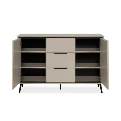 Buffet moderne taupe 2 portes 3 tiroirs AVIO