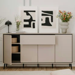 Buffet moderne taupe 4 portes 1 tiroir AVIO