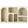 Buffet 6 niches 120x30cm en bois peint couleur beige NELIA