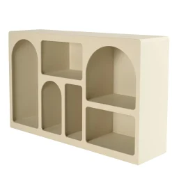 Buffet 6 niches 120x30cm en bois peint couleur beige NELIA
