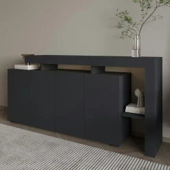 Buffet 4 portes anthracite à cadre ouvert AURA