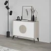 Buffet 2 portes blanc et moka poignée circulaire JENA