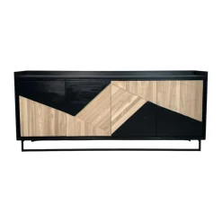 Buffet 4 portes bois noir et blanc ANINA