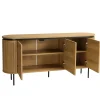 Buffet 3 portes bords arrondis bois décor strié JINAN