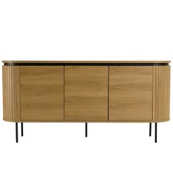 Buffet 3 portes bords arrondis bois décor strié JINAN