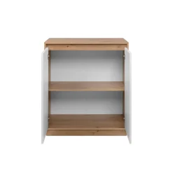 Buffet 2 portes décor bois et blanc ALVA