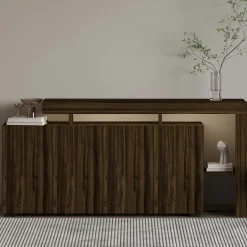 Buffet 4 portes décor noyer à cadre ouvert AURA