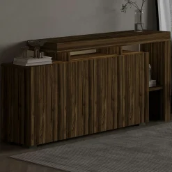 Buffet 4 portes décor noyer à cadre ouvert AURA