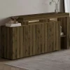 Buffet 4 portes décor noyer clair à cadre ouvert AURA