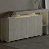 Buffet 4 portes décor travertin à cadre ouvert AURA