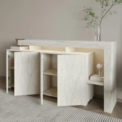 Buffet 4 portes décor travertin à cadre ouvert AURA