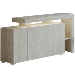 Buffet 4 portes décor travertin à cadre ouvert AURA