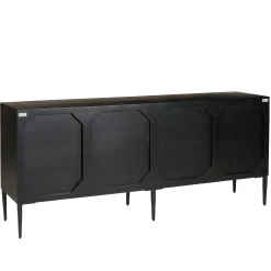 Buffet 4 portes motifs sculptés bois noir SURATE