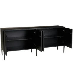 Buffet 4 portes motifs sculptés bois noir SURATE