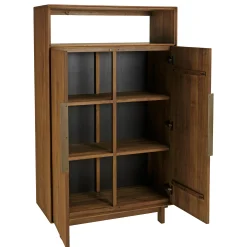 Buffet 2 portes 1 étagère ouverte 90x155cm en bois de teck recyclé SWING