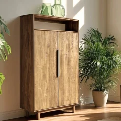 Buffet 2 portes 1 étagère ouverte 90x155cm en bois de teck recyclé SWING