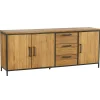 Buffet 3 portes teck poignées métal PUNE