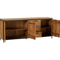Buffet 3 portes teck poignées métal PUNE