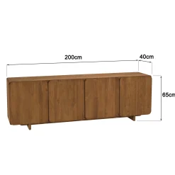 Buffet 4 portes 200x65cm en bois de teck recyclé SWING