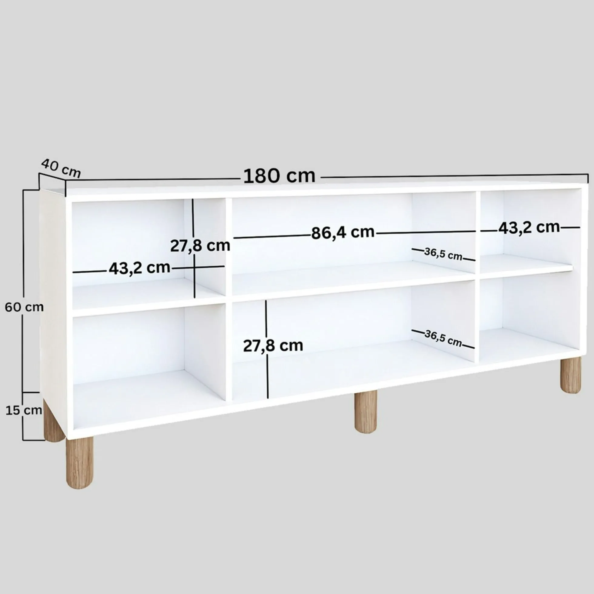 Buffet salle à manger blanc 4 portes à détail cadre VAREN