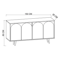 Buffet salle à manger effet bois 4 portes courbes blanches VAREN