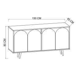 Buffet salle à manger 4 portes courbes effet bois VAREN