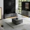 Buffet salle à manger 4 portes LED gris foncé AURA
