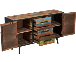 Buffet salle à manger 2 portes 3 tiroirs bois recyclé DRAKKAR