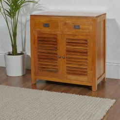 Buffet salon exotique bois de teck petit modèle BISHO