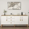 Buffet scandinave blanc et effet bois avec 3 tiroirs MARFA