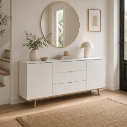 Buffet scandinave blanc 2 portes 3 tiroirs ALVA