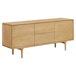 Buffet scandinave en placage chêne 2 portes 2 tiroirs TARAZ