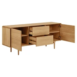 Buffet scandinave en placage chêne 2 portes 2 tiroirs TARAZ