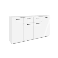 Buffet étroit blanc 4 portes 2 tiroirs ALVA