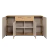 Buffet étroit décor bois et beige 4 portes ALVA