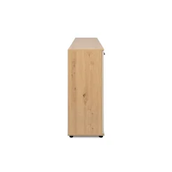 Buffet étroit décor bois et beige 4 portes ALVA